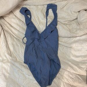 Blue one piece swimsuit